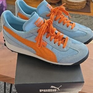 Puma Kids' Vibrant Orange and Blue Sneakers